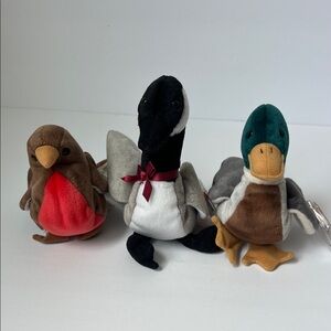 Retired Vtg 90s Ty Beanie Baby Lot (3) Jake, Loosy, Early Nursey Mallard 1997 💙
